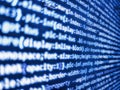 Data computer programmer bits stream of data bits. Digital technology on display. Blue color. Web abstract programming and created Royalty Free Stock Photo