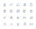 Data computing line icons collection. Analytics, Big data, Cloud, Dashboard, Database, Excel, Extraction vector and Royalty Free Stock Photo