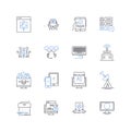 Data computing line icons collection. Analytics, Big data, Clustering, Dashboards, Databases, Descriptive