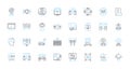 Data computing linear icons set. Analytics, Statistics, Algorithms, Machine learning, Visualization, Big data, Mining Royalty Free Stock Photo