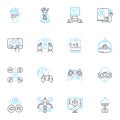 Data computing linear icons set. Analytics, Statistics, Algorithms, Machine learning, Visualization, Big data, Mining Royalty Free Stock Photo