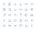 Data computing linear icons set. Analytics, Statistics, Algorithms, Machine learning, Visualization, Big data, Mining Royalty Free Stock Photo