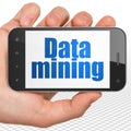Data concept: Hand Holding Smartphone with Data Royalty Free Stock Photo