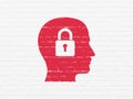 Data concept: Head With Padlock on wall background Royalty Free Stock Photo