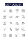 Data concept line vector icons and signs. Concept, Analytics, Insight, Processing, Storage, Mining, Structured, Modeling