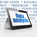 Data concept: Tablet Computer with Data Analysis on display Royalty Free Stock Photo