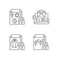 Data confidentiality linear icons set