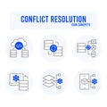 Data Conflicts icon. Dispute resolution symbol. Conflict Data management illustration. Data Resolution process icon.
