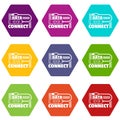 Data connect icons set 9 vector