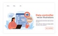 Data controller concept. Flat vector