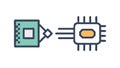 Data Conversion Between Different Microchips, vector design Generative AI Royalty Free Stock Photo