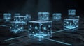 Data cube network: blockchain and digital connectivity background Royalty Free Stock Photo