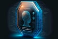 Data cyber protector shield warrior concept. Guard robot protection against fraud. Avatar crime defender. Generative Ai