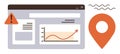 Data Dashboard With Alert Symbol, Rising Chart, and Location Pin for Analytics and Insights Royalty Free Stock Photo