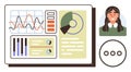 Data Dashboard with Analytics, Graphs, and User Profile for Digital Insights and Monitoring Royalty Free Stock Photo