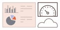 Data Dashboard with Charts, Speedometer, and Cloud for Analytical Insights Royalty Free Stock Photo