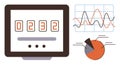 Data Dashboard with Counter, Line Graph, and Pie Chart for Analytics and Performance Tracking Royalty Free Stock Photo