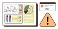 Data Dashboard with Error Message and Warning Alert Symbolizing Analysis Challenges Royalty Free Stock Photo