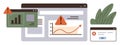 Data Dashboard with Error Warnings and Growth Chart Indicators Royalty Free Stock Photo