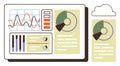 Data Dashboard with Graphs, Charts, and Cloud Connectivity for Analytics Royalty Free Stock Photo