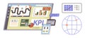 Data Dashboard with KPI, Analytics, and Global Metrics for Performance Insights Royalty Free Stock Photo