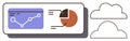 Data Dashboard with Line Graph and Pie Chart for Cloud Storage Analytics Royalty Free Stock Photo