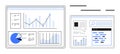 Data Dashboard with Various Charts and Analytics Display Royalty Free Stock Photo