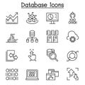 Data, Database, data mining, diagram, chart and graph icon set in thin line style