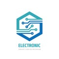 Data digital electronic technology - vector logo template for corporate identity. Abstract computer chip sign. Network, internet Royalty Free Stock Photo