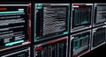 futuristic data monitoring center displaying complex information on multiple screens, a glimpse into advanced technology and data Royalty Free Stock Photo