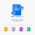 data, document, file, media, website 5 Color Glyph Web Icon Template isolated on white. Vector illustration Royalty Free Stock Photo