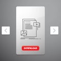 data, document, file, media, website Line Icon in Carousal Pagination Slider Design & Red Download Button