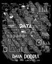 Data doodle illustration wallpaper background line sketch style