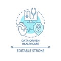 Data-driven healthcare turquoise concept icon