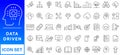 Data driven line icon set. Editable stroke. Containing as big data, data mining, algorithm, analytics, machine learning, ai, Royalty Free Stock Photo