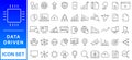 Data driven line icon set. Editable stroke. Containing as big data, data mining, algorithm, analytics, machine learning, ai, Royalty Free Stock Photo