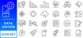 Data driven line icon set. Editable stroke. Containing as big data, data mining, algorithm, analytics, machine learning, ai, Royalty Free Stock Photo