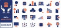 Data driven line icon set. Editable stroke. Containing as big data, data mining, algorithm, analytics, machine learning, ai, Royalty Free Stock Photo