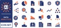 Data driven line icon set. Editable stroke. Containing as big data, data mining, algorithm, analytics, machine learning, ai, Royalty Free Stock Photo