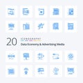 20 Data Economy And Advertising Media Blue Color icon Pack like interaction buzz billboard value money Royalty Free Stock Photo