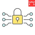 Data encryption color line icon