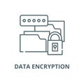 Data encryption line icon, vector. Data encryption outline sign, concept symbol, flat illustration Royalty Free Stock Photo