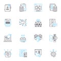 Data Encryption linear icons set. Cryptography, Security, Privacy, Algorithms, Keys, Encryption, Decryption line vector Royalty Free Stock Photo