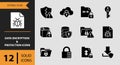 12 Data Encryption and Protection Icons solid icon set. Solid data protection icons for encryption and privacy safety Royalty Free Stock Photo