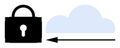 Data Encryption and Secure Cloud Storage Concept with Lock Icon and Cloud Symbol Royalty Free Stock Photo