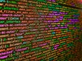 Data encryption security code on a computer display, close up. Program development concept. Software developer programming code. Royalty Free Stock Photo