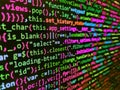 Data encryption security code on a computer display, close up. Programming Coding with editor colorful themes. Lots of digits on Royalty Free Stock Photo