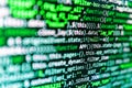 Data encryption security code on a computer display, close up. Programming, webdesign HTML printed code. Code of javascript
