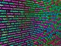 Data encryption security code on a computer display. Closeup of Java Script and HTML code. Screenshot with random parts of program Royalty Free Stock Photo
