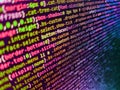 Data encryption security code on a computer display. Programmer working on computer screen. Code of javascript language on white Royalty Free Stock Photo